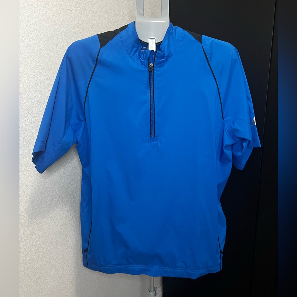 Adidas ClimaProof Blue Short Sleeve 1/4 Zip Wind Jacket Golf Sz M